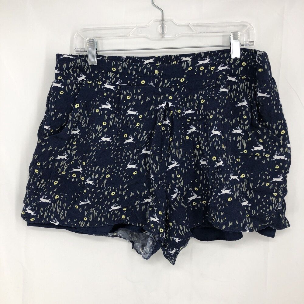 Lauren Conrad Disney Alice in Wonderland White Rabbit Print Shorts Navy Large